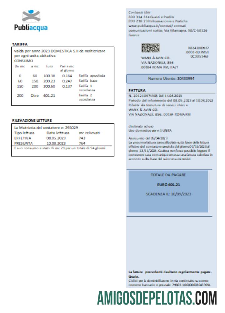 Projeto de lei de serviços públicos Publiacqua, SCR exemplo